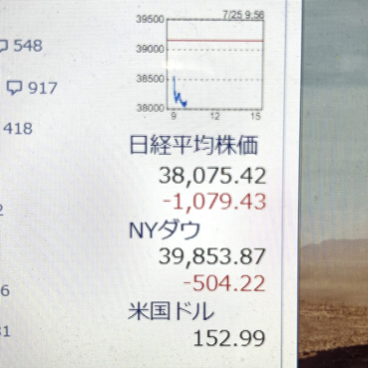 急激な円高!日経平均-1000円 金価格も下落 買取専門店 源 津山インター店